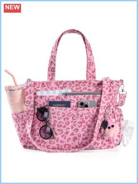 Corduroy Floral Leopard Tote Bag Large Crossbody Shoulder Handbag